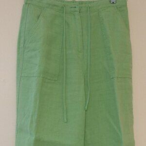 Talbots Petite Size 2 Green Crop Pants, Irish Linen